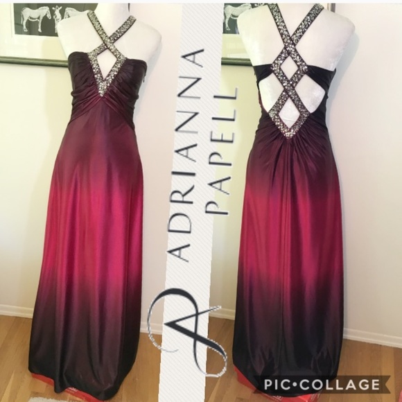 Adrianna Papell Dresses & Skirts - Hailey Adrianna Papell Ombre Burgundy dress beaded